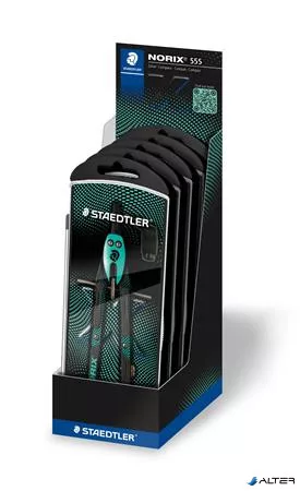 Körző készlet, precíziós, 3 darabos, STAEDTLER "Norix® 555", zöld