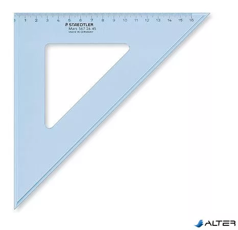 Háromszög vonalzó, műanyag, 45°, 16 cm, STAEDTLER 'Mars 567', átlátszó kék