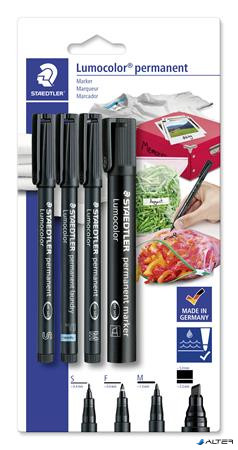 Alkoholos marker készlet, vegyes, STAEDTLER 'Lumocolor® 60' 4 különböző vonalvastagság, fekete