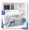 Grafit- és szénceruza készlet, kiegészítőkkel, 12 darabos, STAEDTLER "Mars® Lumograph® 100C"
