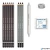Grafit- és szénceruza készlet, kiegészítőkkel, 12 darabos, STAEDTLER "Mars® Lumograph® 100C"