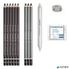 Grafit- és szénceruza készlet, kiegészítőkkel, 12 darabos, STAEDTLER "Mars® Lumograph® 100C"