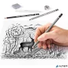 Grafit- és szénceruza készlet, kiegészítőkkel, 12 darabos, STAEDTLER "Mars® Lumograph® 100C"