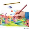 Színes ceruza készlet, hatszögletű, ajándék grafitceruzával és radírral, STAEDTLER "Noris 185", 12 különböző szín