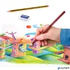 Színes ceruza készlet, hatszögletű, ajándék grafitceruzával és radírral, STAEDTLER "Noris 185", 12 különböző szín