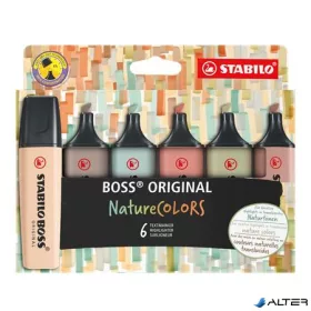   Szövegkiemelő készlet, 2-5 mm, STABILO 'BOSS original NatureCOLORS', 6 különböző szín