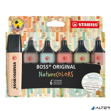 Szövegkiemelő készlet, 2-5 mm, STABILO "BOSS original NatureColors", 6 különböző szín