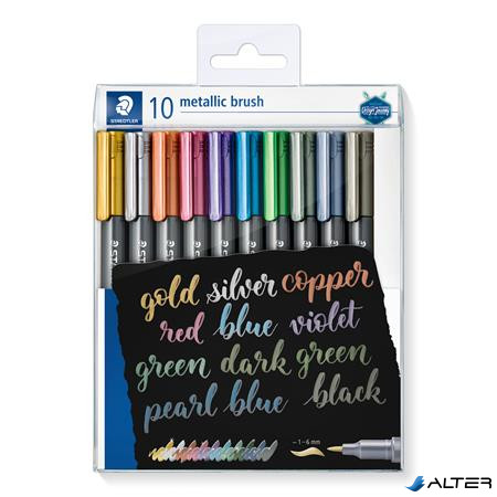 Dekormarker, 1-6 mm, kúpos, STAEDTLER '8321', 10 különböző metál szín