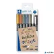 Dekormarker, 1-6 mm, kúpos, ajándék tusfilccel, STAEDTLER '8321', 6 különböző metál szín