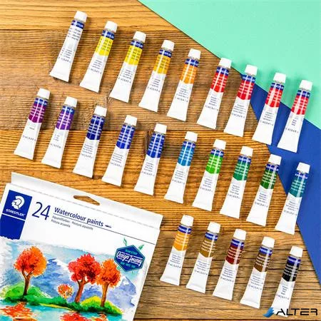 Akvarell festék, tubusos, STAEDTLER "8880", 24 különböző szín