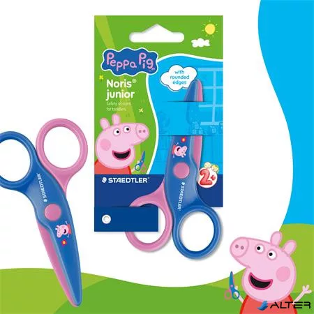 Olló, óvodai, 10 cm, STAEDTLER "Noris® Junior 965", Peppa malac