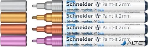 Metálfényű marker készlet, 2 mm, SCHNEIDER "Paint-It 011", 4 különböző szín
