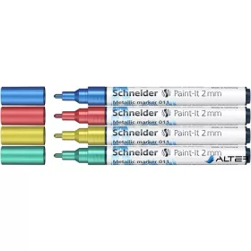   Akrilmarker készlet, 2 mm, SCHNEIDER 'Paint-It 011', 4 különböző metálszín