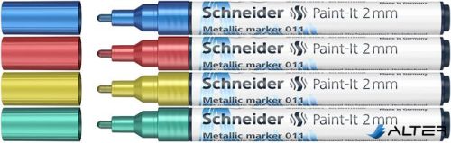 Metálfényű marker készlet, 2 mm, SCHNEIDER "Paint-It 011", 4 különböző szín