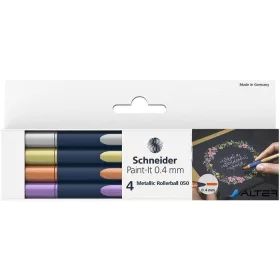   Metálfényű rollertoll készlet, 0,4 mm, SCHNEIDER "Paint-It 050" 4 különböző szín