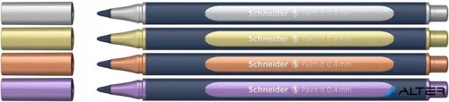 Metálfényű rollertoll készlet, 0,4 mm, SCHNEIDER "Paint-It 050" 4 különböző szín