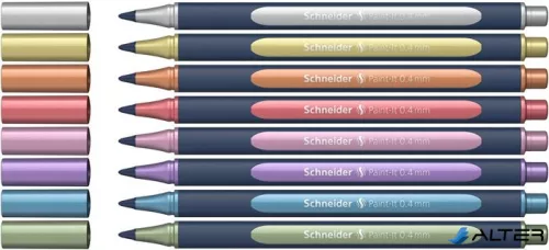 Metálfényű rollertoll készlet, 0,4 mm, SCHNEIDER "Paint-It 050" 8 különböző szín