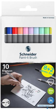 Ecsetirón készlet, hajlékony heggyel, SCHNEIDER 'Paint-It 070', 10 különböző szín