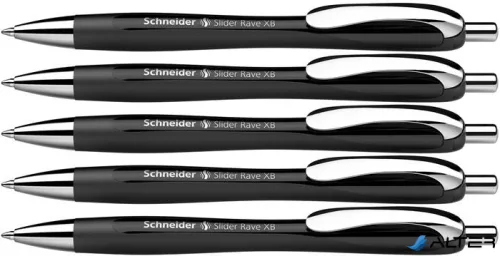 Golyóstoll, 0,7 mm, nyomógombos, SCHNEIDER "Slider Rave XB", fekete, kék