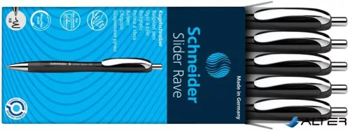 Golyóstoll, 0,7 mm, nyomógombos, SCHNEIDER "Slider Rave XB", fekete, kék