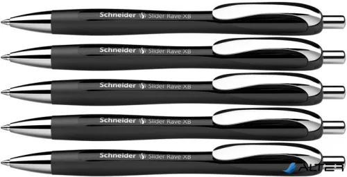 Golyóstoll, 0,7 mm, nyomógombos, SCHNEIDER "Slider Rave XB", fekete, kék
