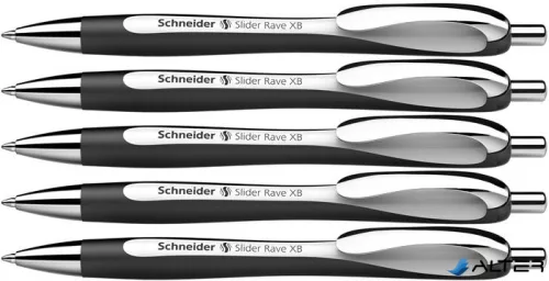 Golyóstoll, 0,7 mm, nyomógombos, SCHNEIDER "Slider Rave XB", fekete-fehér, kék