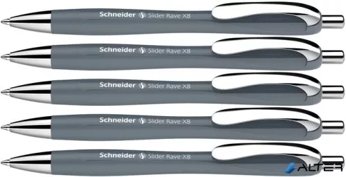 Golyóstoll, 0,7 mm, nyomógombos, SCHNEIDER "Slider Rave XB", szürke
