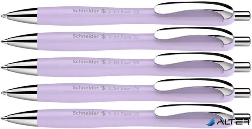 Golyóstoll, 0,7 mm, nyomógombos, SCHNEIDER "Slider Rave XB", halványlila