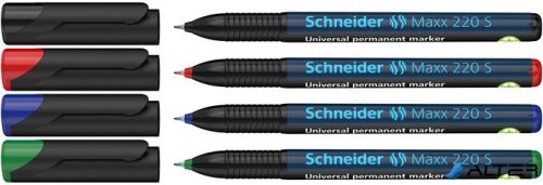 Alkoholos marker készlet, OHP, 0,4 mm, SCHNEIDER "Maxx 220 S", 4 különböző szín