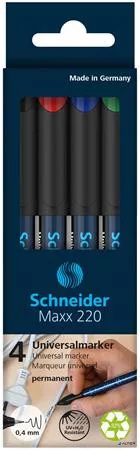 Alkoholos marker készlet, OHP, 0,4 mm, SCHNEIDER 'Maxx 220 S', 4 különböző szín