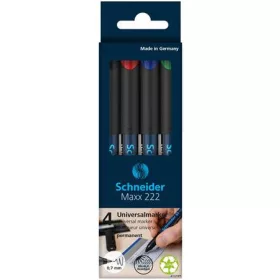   Alkoholos marker készlet, OHP, 0,7 mm, SCHNEIDER 'Maxx 222 F', 4 különböző szín