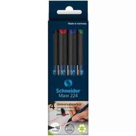   Alkoholos marker készlet, OHP, 1 mm, SCHNEIDER "Maxx 224 M", 4 különböző szín