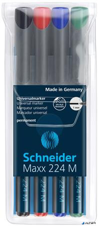 Alkoholos marker készlet, OHP, 1 mm, SCHNEIDER 'Maxx 224 M', 4 különböző szín