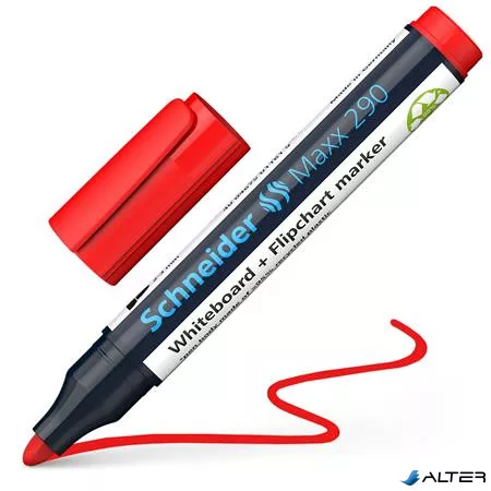 Tábla- és flipchart marker, 2-3 mm, kúpos, SCHNEIDER 'Maxx 290', piros