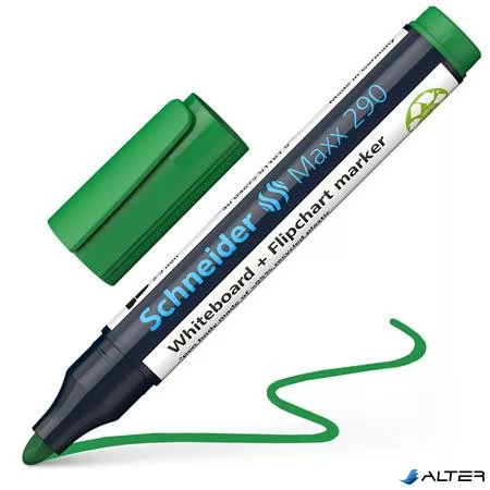 Tábla- és flipchart marker, 2-3 mm, kúpos, SCHNEIDER 'Maxx 290', zöld
