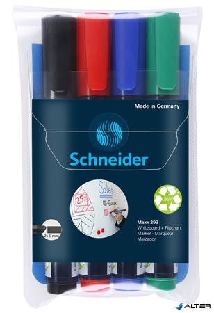 Tábla- és flipchart marker készlet, 2-5 mm, vágott, SCHNEIDER 'Maxx 293', 4 különböző szín
