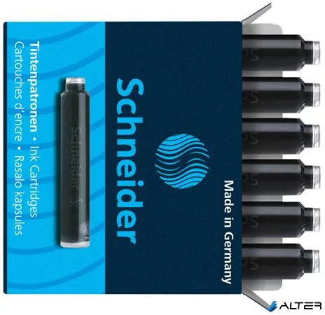 Töltőtoll patron, 6 db, SCHNEIDER, fekete