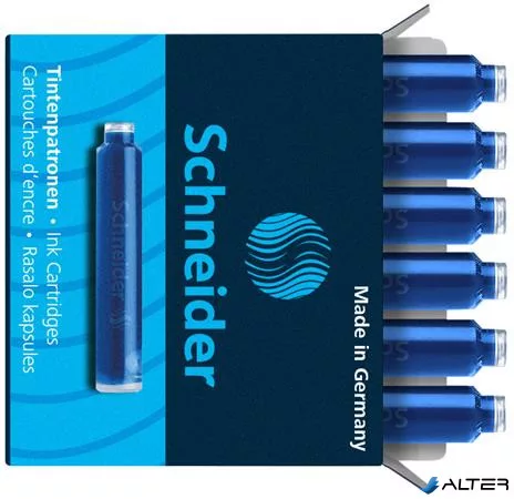 Töltőtoll patron, 6 db, SCHNEIDER, királykék