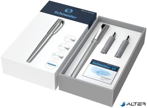 Töltőtoll ajándékszett, 1,1 mm, ajándék 1,5 és 1,8 mm-es tollheggyel, SCHNEIDER "Callissima", antracitszürke