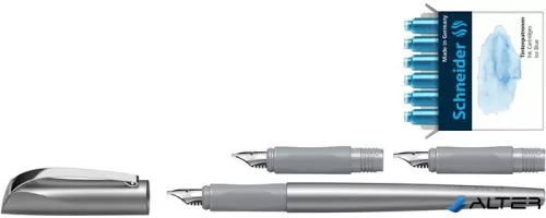 Töltőtoll ajándékszett, 1,1 mm, ajándék 1,5 és 1,8 mm-es tollheggyel, SCHNEIDER 'Callissima', antracitszürke