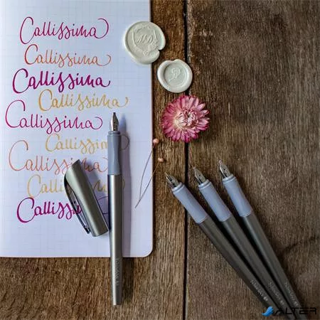 Töltőtoll ajándékszett, 1,1 mm, ajándék 1,5 és 1,8 mm-es tollheggyel, SCHNEIDER 'Callissima', antracitszürke