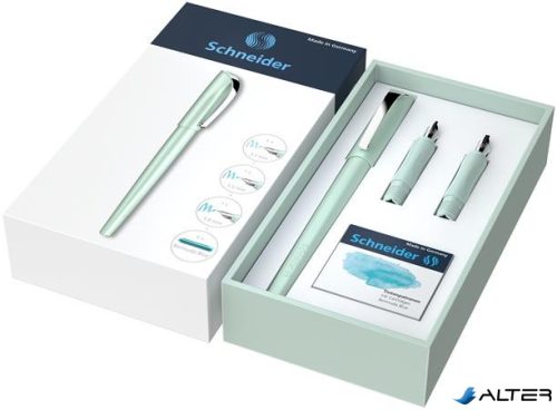 Töltőtoll ajándékszett, 1,1 mm, ajándék 1,5 és 1,8 mm-es tollheggyel, SCHNEIDER "Callissima", mentazöld