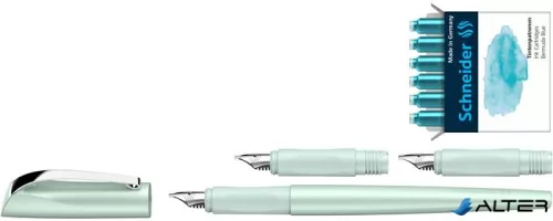 Töltőtoll ajándékszett, 1,1 mm, ajándék 1,5 és 1,8 mm-es tollheggyel, SCHNEIDER "Callissima", mentazöld