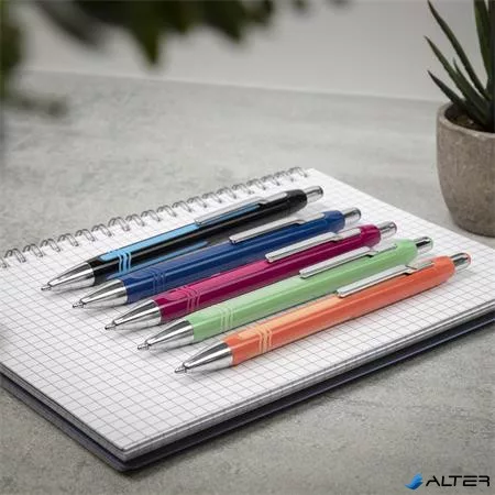 Golyóstoll, 0,7 mm, nyomógombos, szederszínű tolltest, SCHNEIDER 'Epsilon XB', kék