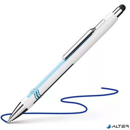 Golyóstoll, 0,7 mm, nyomógombos, érintőképernyőhöz, fehér-kék tolltest, SCHNEIDER 'Epsilon Touch XB', kék