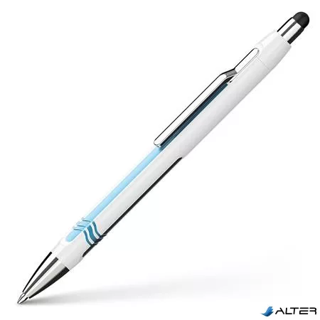 Golyóstoll, 0,7 mm, nyomógombos, érintőképernyőhöz, fehér-kék tolltest, SCHNEIDER 'Epsilon Touch XB', kék