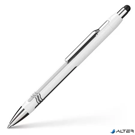 Golyóstoll, 0,7 mm, nyomógombos, érintőképernyőhöz, fehér-ezüst tolltest, SCHNEIDER 'Epsilon Touch XB', kék