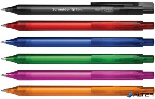 Golyóstoll, 0,5 mm, nyomógombos, SCHNEIDER "Fave", vegyes színek