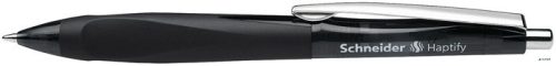 Golyóstoll, 0,5 mm, nyomógombos, fekete színű tolltest SCHNEIDER "Haptify", fekete