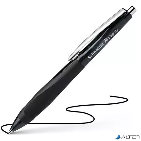 Golyóstoll, 0,5 mm, nyomógombos, fekete színű tolltest SCHNEIDER 'Haptify', fekete